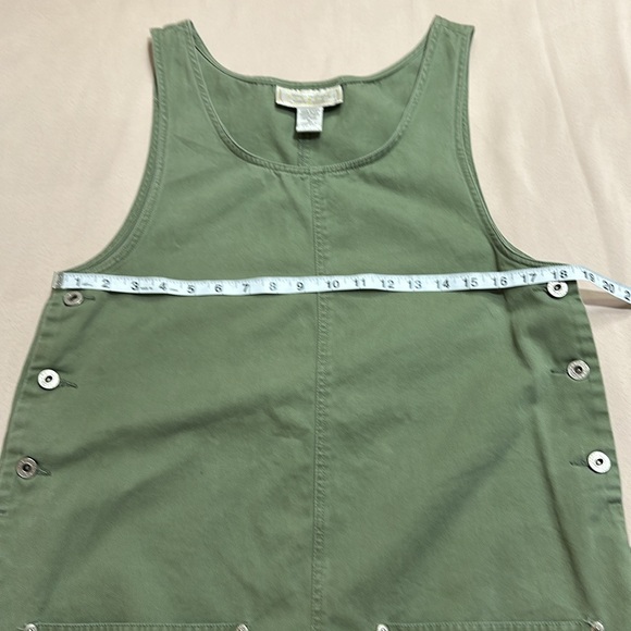 Y2K 90's Midi Overall Dress with Pockets Khaki - Picture 2 of 15